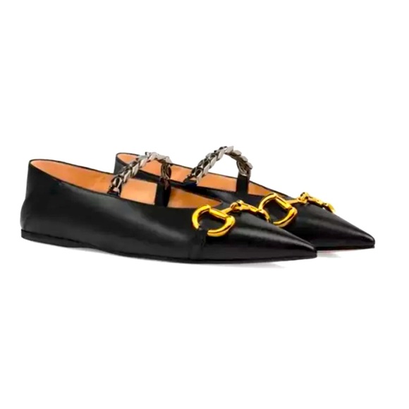 New Authentic Gucci Black Leather Horsebit Collapsable Ballet Flats US Size 5.5 - Picture 5 of 8